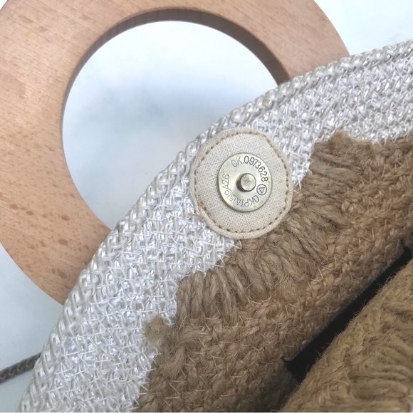 Natural Boho Crossbody Half Moon Taco Shaped Bag Summer Fun Bag - Picture 4 of 14